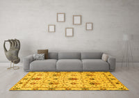 Machine Washable Abstract Yellow Modern Rug, wshabs3888yw