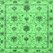 Square Machine Washable Abstract Emerald Green Modern Area Rugs, wshabs3888emgrn