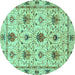 Round Abstract Turquoise Modern Rug, abs3888turq