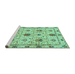 Sideview of Machine Washable Abstract Turquoise Modern Area Rugs, wshabs3888turq