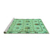 Sideview of Machine Washable Abstract Turquoise Modern Area Rugs, wshabs3888turq