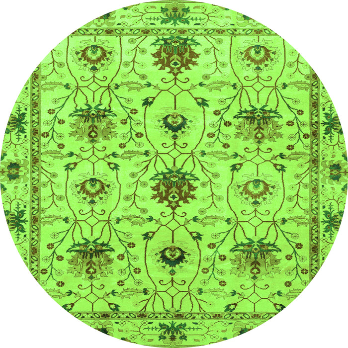 Round Abstract Green Modern Rug, abs3888grn