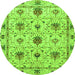 Round Abstract Green Modern Rug, abs3888grn