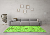 Machine Washable Abstract Green Modern Rug, wshabs3888grn