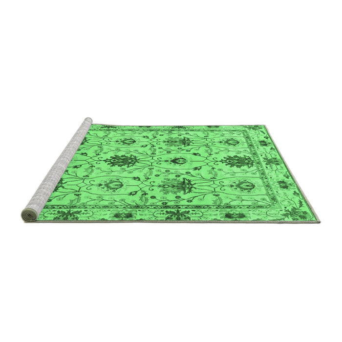 Sideview of Machine Washable Abstract Emerald Green Modern Area Rugs, wshabs3888emgrn