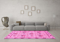 Machine Washable Abstract Pink Modern Rug, wshabs3888pnk