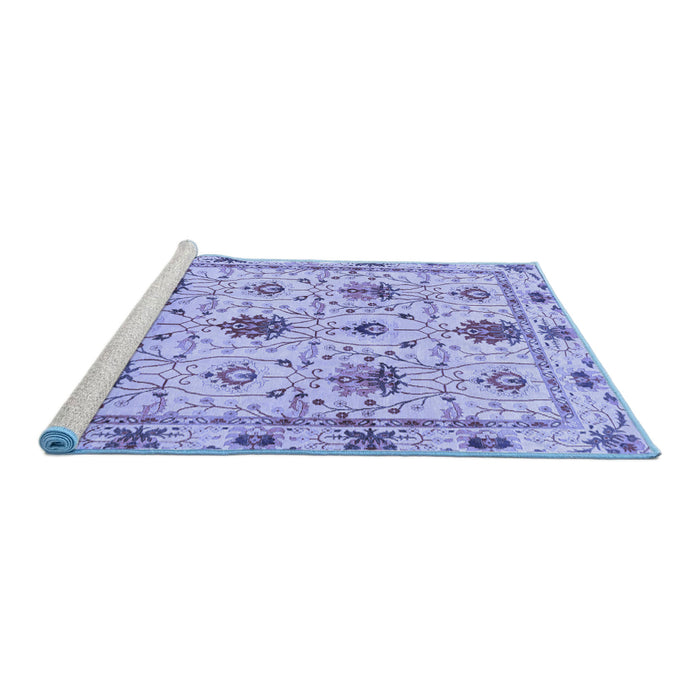 Sideview of Machine Washable Abstract Blue Modern Rug, wshabs3888blu