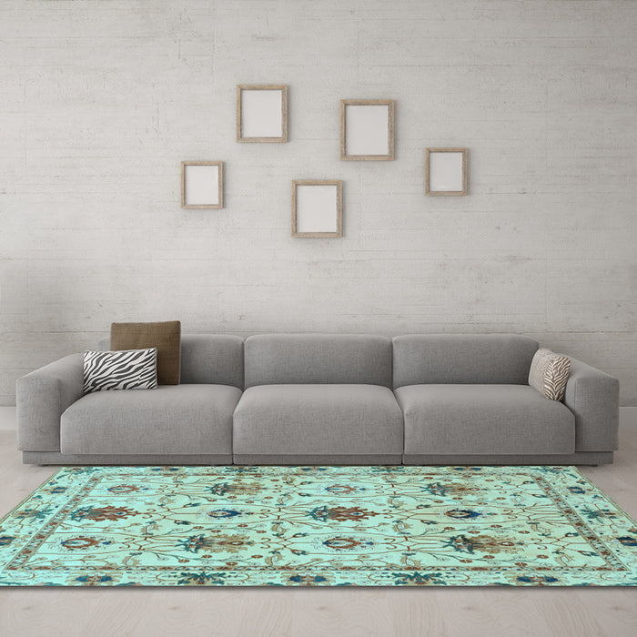 Machine Washable Abstract Light Blue Modern Rug in a Living Room, wshabs3888lblu