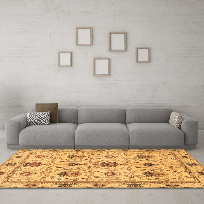 Machine Washable Abstract Brown Modern Rug in a Living Room,, wshabs3888brn