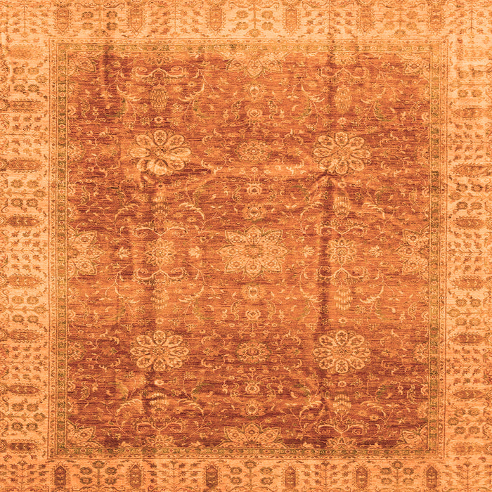Square Machine Washable Oriental Orange Traditional Area Rugs, wshabs3889org