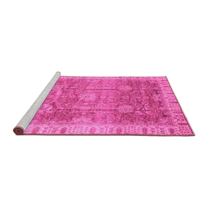 Sideview of Machine Washable Oriental Pink Traditional Rug, wshabs3889pnk