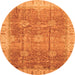 Round Machine Washable Oriental Orange Traditional Area Rugs, wshabs3889org