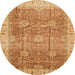 Round Abstract Orange Oriental Rug, abs3889