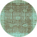 Round Oriental Light Blue Traditional Rug, abs3889lblu