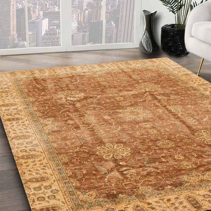 Abstract Orange Oriental Rug in Family Room, abs3889