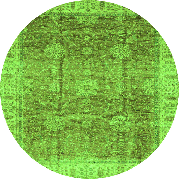 Round Oriental Green Traditional Rug, abs3889grn