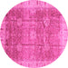 Round Oriental Pink Traditional Rug, abs3889pnk