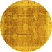 Round Oriental Yellow Traditional Rug, abs3889yw