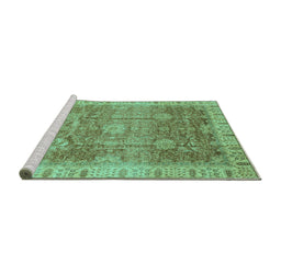 Sideview of Machine Washable Oriental Turquoise Traditional Area Rugs, wshabs3889turq