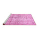 Sideview of Machine Washable Abstract Pink Modern Rug, wshabs388pnk