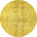 Round Machine Washable Abstract Yellow Modern Rug, wshabs388yw