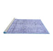 Sideview of Machine Washable Abstract Blue Modern Rug, wshabs388blu