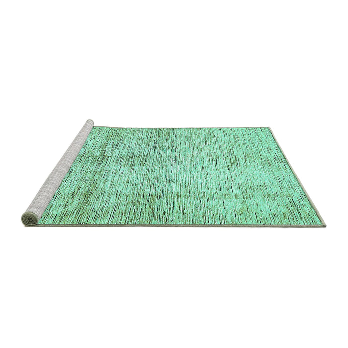 Sideview of Machine Washable Abstract Turquoise Modern Area Rugs, wshabs388turq
