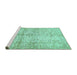 Sideview of Machine Washable Abstract Turquoise Modern Area Rugs, wshabs388turq