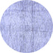 Round Abstract Blue Modern Rug, abs388blu