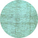 Round Abstract Light Blue Modern Rug, abs388lblu