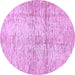 Round Machine Washable Abstract Purple Modern Area Rugs, wshabs388pur