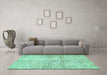 Machine Washable Abstract Turquoise Modern Area Rugs in a Living Room,, wshabs388turq