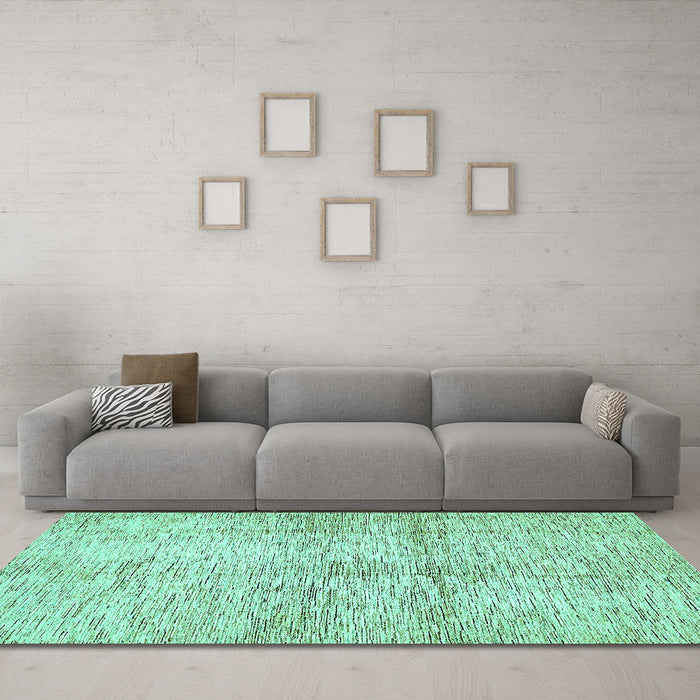 Machine Washable Abstract Turquoise Modern Area Rugs in a Living Room,, wshabs388turq