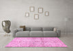 Machine Washable Abstract Pink Modern Rug in a Living Room, wshabs388pnk