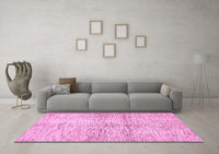 Machine Washable Abstract Pink Modern Rug, wshabs388pnk