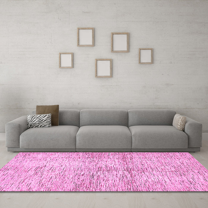 Machine Washable Abstract Pink Modern Rug in a Living Room, wshabs388pnk