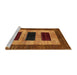 Sideview of Machine Washable Abstract Saffron Red Rug, wshabs389