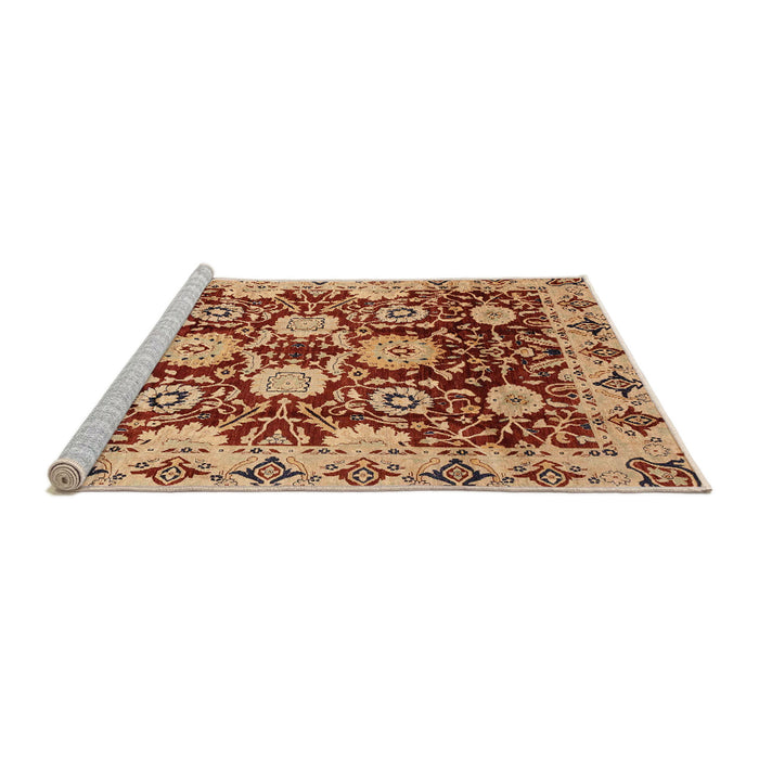 Sideview of Machine Washable Abstract Red Rug, wshabs3890