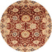 Round Abstract Red Modern Rug, abs3890