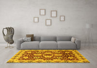 Machine Washable Abstract Yellow Modern Rug, wshabs3890yw