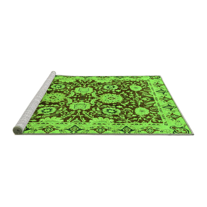 Sideview of Machine Washable Abstract Green Modern Area Rugs, wshabs3890grn
