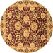 Round Abstract Brown Modern Rug, abs3890brn