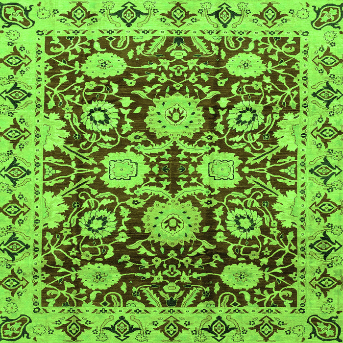 Square Machine Washable Abstract Green Modern Area Rugs, wshabs3890grn