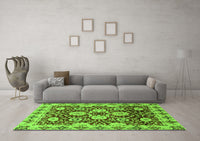 Machine Washable Abstract Green Modern Rug, wshabs3890grn