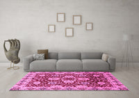 Machine Washable Abstract Pink Modern Rug, wshabs3890pnk