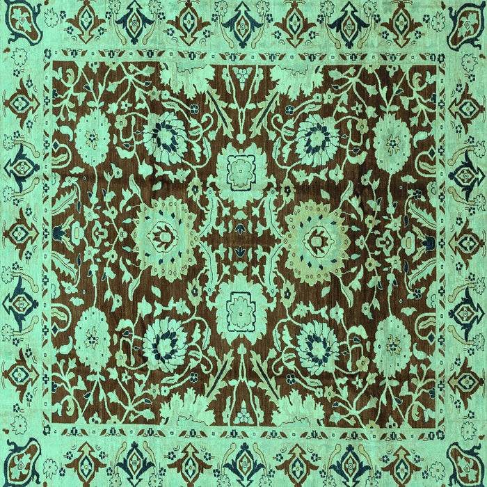 Square Abstract Turquoise Modern Rug, abs3890turq
