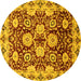 Round Abstract Yellow Modern Rug, abs3890yw