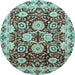 Round Abstract Light Blue Modern Rug, abs3890lblu