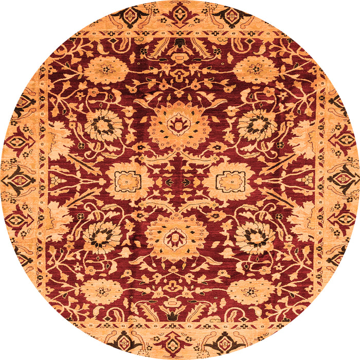 Round Abstract Orange Modern Rug, abs3890org