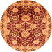 Round Abstract Orange Modern Rug, abs3890org